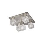 Accor Ceiling Flush 5 Light G9, 230mm Square, Satin Nickel/Clear Glass