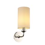 Banyan 1 Light Switched Wall Lamp, E14 Polished Chrome With 12cm Faux Silk Shade, Ivory Pearl/White Laminate