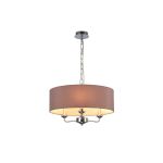 Banyan 3 Light Multi Arm Pendant, With 1.5m Chain, E14 Polished Chrome With 45cm x 15cm Dual Faux Silk Shade, Taupe/Halo Gold