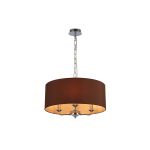 Banyan 3 Light Multi Arm Pendant, With 1.5m Chain, E14 Polished Chrome With 50cm x 20cm Dual Faux Silk Shade, Raw Cocoa/Grecian Bronze