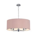 Banyan 5 Light Multi Arm Pendant, With 1.5m Chain, E14 Polished Chrome With 60cm x 22cm Dual Faux Silk Shade, Taupe/Halo Gold