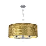 Banyan 5 Light Multi Arm Pendant, With 1.5m Chain, E14 Polished Chrome With 60cm x 22cm Gold Leaf With White Lining Shade