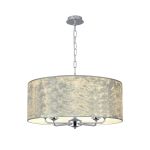 Banyan 5 Light Multi Arm Pendant, With 1.5m Chain, E14 Polished Chrome With 60cm x 22cm Silver Leaf With White Lining Shade