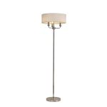 Banyan 3 Light Switched Floor Lamp With 45cm x 15cm Faux Silk Fabric Shade Polished Nickel/White