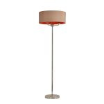 Banyan 3 Light Switched Floor Lamp With 50cm x 20cm Dual Faux Silk Shade, Antique Gold/Ruby Polished Nickel/Antique Gold