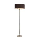 Banyan 3 Light Switched Floor Lamp With 50cm x 20cm Faux Silk Shade, Black/White Laminate Polished Nickel/Black