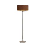 Banyan 3 Light Switched Floor Lamp With 50cm x 20cm Dual Faux Silk Shade, Raw Cocoa/Grecian Bronze Polished Nickel