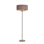 Banyan 3 Light Switched Floor Lamp With 50cm x 20cm Dual Faux Silk Shade, Taupe/Halo Gold Polished Nickel