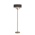 Banyan 3 Light Switched Floor Lamp With 45cm x 15cm Faux Silk Shade, Antique Brass/Black