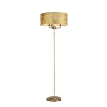 Banyan 3 Light Switched Floor Lamp With 50cm x 20cm Gold Leaf With White Lining Shade Antique Brass/Gold Leaf