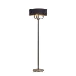 Banyan 3 Light Switched Floor Lamp With 45cm x 15cm Faux Silk Shade, Satin Nickel/Black