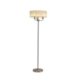 Banyan 3 Light Switched Floor Lamp With 45cm x 15cm Cream Organza Shade Satin Nickel/Cream