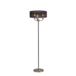 Banyan 3 Light Switched Floor Lamp With 45cm x 15cm Black Organza Shade Satin Nickel/Black