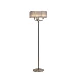 Banyan 3 Light Switched Floor Lamp With 45cm x 15cm Grey Organza Shade Satin Nickel/Grey
