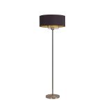 Banyan 3 Light Switched Floor Lamp With 50cm x 20cm Dual Faux Silk Shade, Black/Green Olive Satin Nickel/Midnight Black