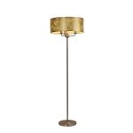 Banyan 3 Light Switched Floor Lamp With 50cm x 20cm Gold Leaf With White Lining Shade Satin Nickel/Gold Leaf