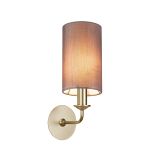 Banyan 1 Light Switched Wall Lamp With 12cm x 20cm Faux Silk Fabric Shade Champagne Gold/Grey
