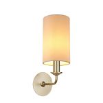 Banyan 1 Light Switched Wall Lamp With 12cm x 20cm Dual Faux Silk Fabric Shade Champagne Gold/Nude Beige