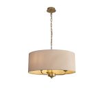 Banyan 3 Light Multi Arm Pendant With 50cm x 20cm Dual Faux Silk Fabric Shade Champagne Gold/Nude Beige