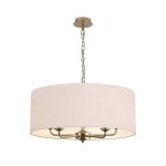 Banyan 5 Light Multi Arm Pendant With 60cm x 22cm Dual Faux Silk Fabric Shade Champagne Gold/Nude Beige
