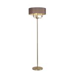 Banyan 3 Light Switched Floor Lamp With 45cm x 15cm Faux Silk Fabric Shade Champagne Gold/Grey