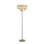 Banyan 3 Light Switched Floor Lamp With 45cm x 15cm Organza Shade Champagne Gold/Cream