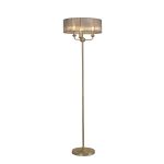 Banyan 3 Light Switched Floor Lamp With 45cm x 15cm Organza Shade Champagne Gold/Grey