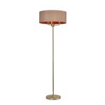 Banyan 3 Light Switched Floor Lamp With 50cm x 20cm Dual Faux Silk Fabric Shade Champagne Gold/Antique Gold