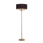 Banyan 3 Light Switched Floor Lamp With 50cm x 20cm Faux Silk Fabric Shade Champagne Gold/Black