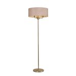 Banyan 3 Light Switched Floor Lamp With 50cm x 20cm Dual Faux Silk Fabric Shade Champagne Gold/Nude Beige