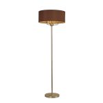 Banyan 3 Light Switched Floor Lamp With 50cm x 20cm Dual Faux Silk Fabric Shade Champagne Gold/Raw Cocoa
