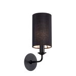 Banyan 1 Light Switched Wall Lamp With 12cm x 20cm Faux Silk Fabric Shade Matt Black/Black