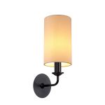 Banyan 1 Light Switched Wall Lamp With 12cm x 20cm Dual Faux Silk Fabric Shade Matt Black/Nude Beige