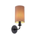 Banyan 1 Light Switched Wall Lamp With 12cm x 20cm Dual Faux Silk Fabric Shade Matt Black/Taupe