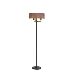 Banyan 3 Light Switched Floor Lamp With 45cm x 15cm Dual Faux Silk Fabric Shade Matt Black/Taupe