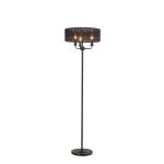 Banyan 3 Light Switched Floor Lamp With 45cm x 15cm Organza Shade Matt Black/Black