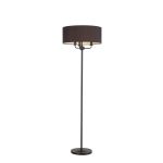 Banyan 3 Light Switched Floor Lamp With 50cm x 20cm Faux Silk Fabric Shade Matt Black/Black