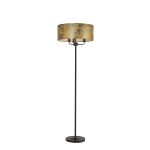 Banyan 3 Light Switched Floor Lamp With 50cm x 20cm Gold Leaf Shade Matt Black/Gold Leaf