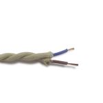 Cavo 1m Cream Braided Twisted 2 Core 0.75mm Cable VDE Approved (qty ordered will be supplied as one continuous length)