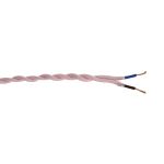 Cavo 1m Pink Braided Twisted 2 Core 0.75mm Cable VDE Approved (qty ordered will be supplied as one continuous length)