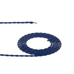 Cavo 1m Dark Blue Braided Twisted 2 Core 0.75mm Cable VDE Approved (qty ordered will be supplied as one continuous length)