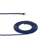 Cavo 1m Dark Blue Braided Twisted 3 Core 0.75mm Cable VDE Approved (qty ordered will be supplied as one continuous length)