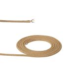 Cavo 1m Jute Brown Braided 3 Core 0.75mm Cable VDE Approved (qty ordered will be supplied as one continuous length)