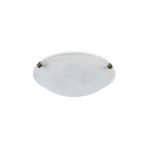 Cgiovanny 2 Light E27 Flush Ceiling 300mm Round, Black/Gold With Frosted Alabaster Glass