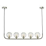 Cradle 5 Light G9 Polished Chrome Adjustable Bar Pendant C/W Clear Twisted Style Closed Glass Shade