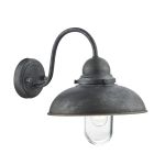 Dynamo 1 Light E27 Aged Iron Outdoor IP44 Wall Light With Clear Glass Shade