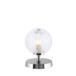Esben 1 Light Touch Table Lamp Polished Chrome C/W Clear Closed Ribbed Glass Shade
