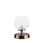 Esben 1 Light Touch Table Lamp Antique Brass C/W Clear Glass Shade & Inner Wire Detail