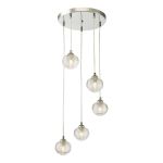 Federico 5 Light G9 Polished Chrome Adjustable Cluster Pendant C/W Clear Ribbed Glass