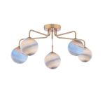 Feya 5 Light G9 Antique Bronze Semi Flush Ceiling Light C/W Planet Style Glass Shade